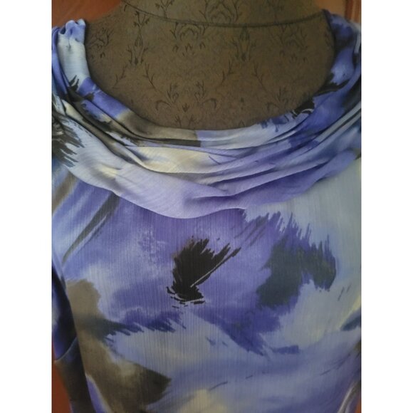 Kasper Womens Sleeveless Cowl Neck Blouse Blue & Black Abstract Print Size XL - Picture 2 of 7